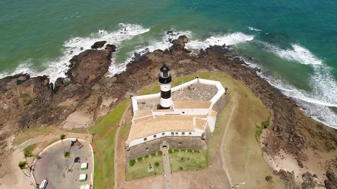 Aerial View of Farrol da Barra in Salvador, Bahia, Brazil Video stock 80358974