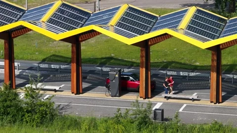 Aerial View of Fast Charging Station. Stock Footage 337778543