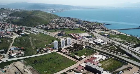 Aerial view of a fast developing cost area of Baja California Stock-Footage 112448028
