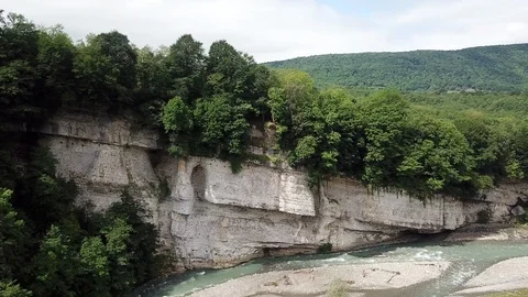 Aerial View Of Fast Mountain River Stock-Footage 126754009