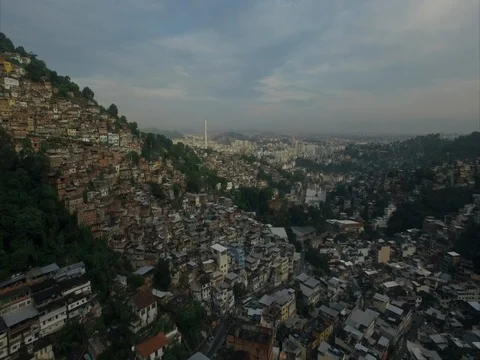 Aerial view of a Favela. Rio De Janeiro, Brazil. Shot in 4K. Video stock 77740125