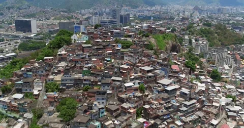 Aerial view of a favela in Rio de Janeiro, Brazil. Stock Footage 339564411