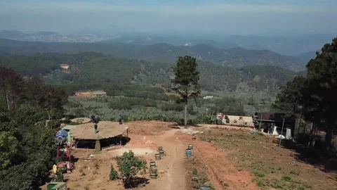 Aerial view a favorite spot for cloud beach photographing in Dalat, Vietnam Stock Footage 130997161