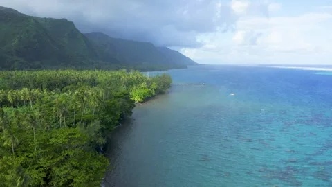 Aerial view of the fenua aihere seen from Teahupoo, Tahiti Vídeo Stock 277002453