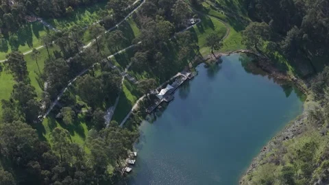 Aerial view of Ferntree Gully Quarry Recreation Reserve, Australia. Stock Footage 345082984
