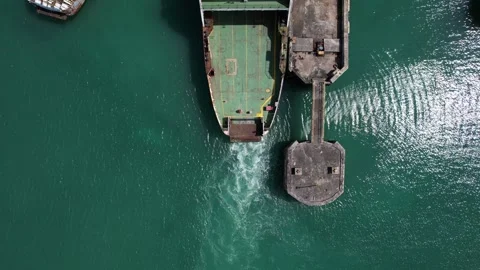 Aerial view of Ferry engines working Stock Footage 301385244