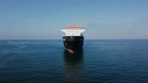 Aerial view of a ferry with trucks Stock Footage 232476016
