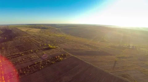 Aerial view of the field on sunset Stock Footage 57465926