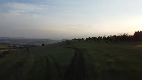 Aerial view of  field at sunset time. Stock-Footage 244628938
