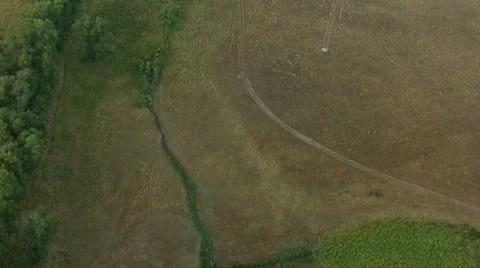 Aerial view of fields and forest Stock Footage 40412559