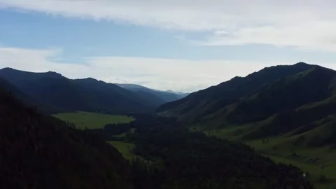 Aerial view of fields and mountains Stock Footage 317718026