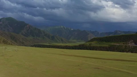 Aerial view of fields and mountains Stock Footage 317767449