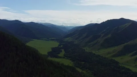 Aerial view of fields and mountains Stock Footage 318170385