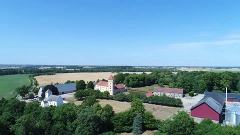 Aerial view of fields and nature in österlen, Sweden (3) Stock Footage 164097898