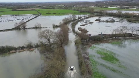 Aerial view of fields and roads in Leicestershire Stock Footage 326216774