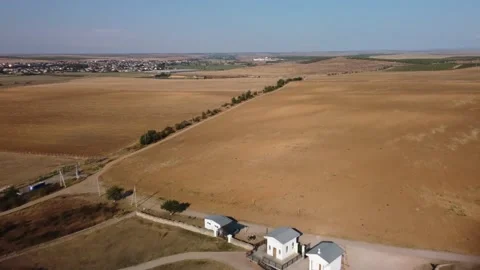 Aerial view of fields and vineyards far away Stock Footage 161397223