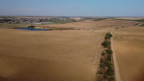 Aerial view of fields and vineyards far away Stock Footage 161397607