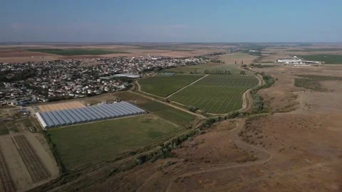 Aerial view of fields and vineyards far away Stock Footage 161397752