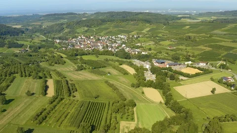 Aerial view of fields around the villages Obereggenen and Niedereggenen Stock Footage 116638245