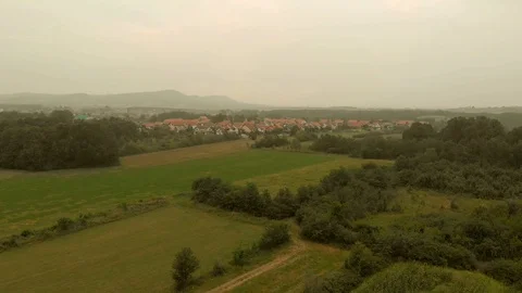 Aerial view of fields of corn Stock Footage 94213568