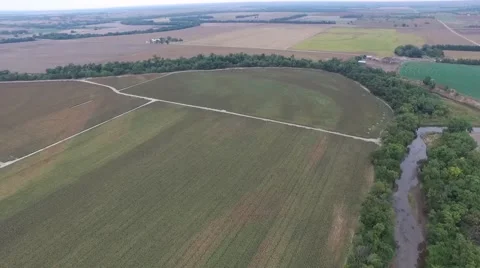 Aerial View of Fields Stock Footage 64978194