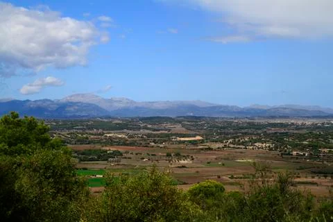 Aerial view of fields, Mallorca Stock Photos
