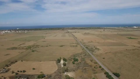 Aerial view of fields, Mausoleum and St. Barnabas Church. Cyprus. DJI-0246-03 Stockbeeldmateriaal 137376351