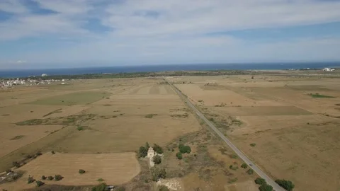 Aerial view of fields, Mausoleum and St. Barnabas Church. Cyprus. DJI-0246-04 Видео 137377074