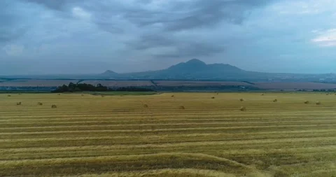 Aerial view of the fields outside the city Stock Footage 158397052