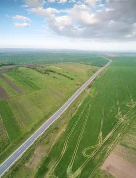 Aerial view on fields Stock Photos