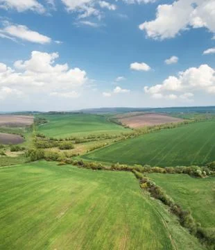 Aerial view on fields Stock Photos