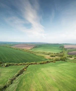 Aerial view on fields Stock Photos
