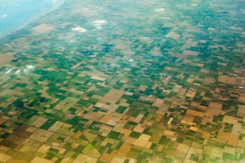 Aerial view of the fields. Stock Photos