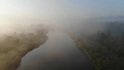 Aerial View Of Fields, River And Distant Mountains In Ukraine (3) Stock Footage 94159136