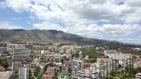 Aerial view, filming from a drone over Spain, Aerial view, coast of Malaga. Stock Footage 143615380