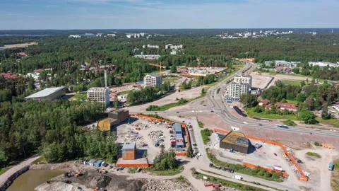 Aerial view of the Finnoo neighborhood in Espoo, Finland Stock Footage