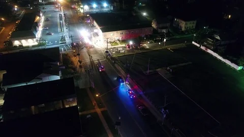 Aerial View of Fire Apparatus on Scene Stock Footage 82631004