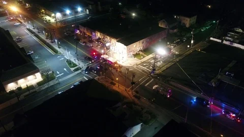 Aerial View of Fire Apparatus on Scene Stock Footage 82631007
