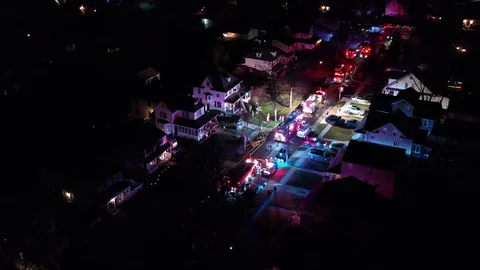 Aerial View of Fire Apparatus on Scene Stock Footage 100862575