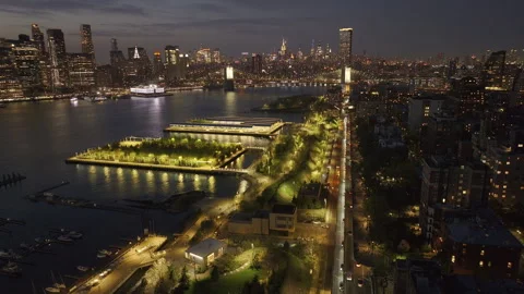 Aerial view of a fire in Queens Stock Footage 307788930