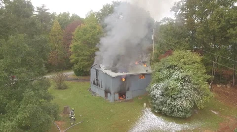 Aerial view of fire scene Stock Footage 68957530
