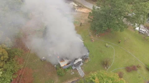 Aerial view of fire scene Video stock 68958569
