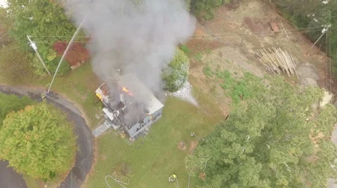 Aerial view of fire scene Video stock 68958885