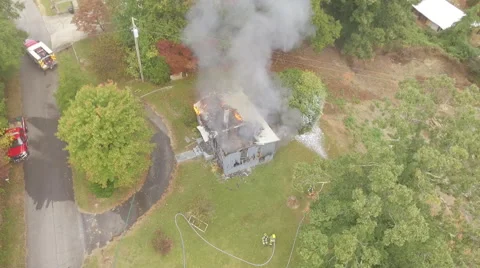 Aerial view of fire scene Stock Footage 68959744
