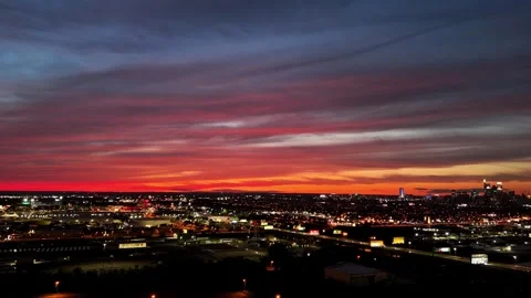 Aerial View of a Fire Sky Sunset Video stock 251701414