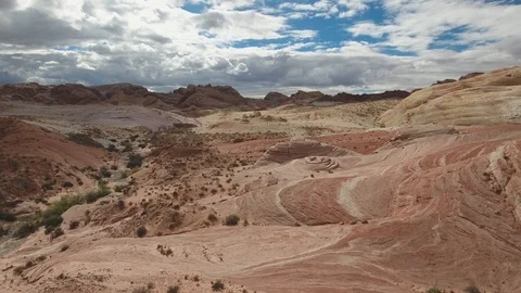 Aerial view of Fire Wave rock formation ... | Stock Video | Pond5