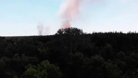 Aerial View of Fire in Wheat Field. Flying over Smoke above Agricultural Fields Stock Footage 135356015
