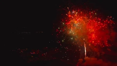 Aerial view of fireworks display over Paradise, United States. Stock-Footage 341588748