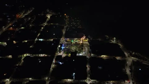 Aerial view of fireworks exploding over canta peru Vídeos de archivo 347737479