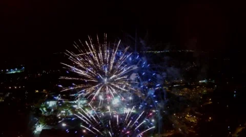 Aerial View of Fireworks Stock Footage 44013929